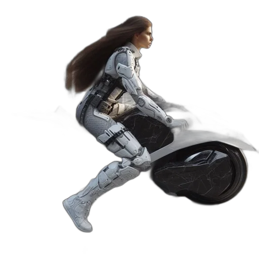 robot, hair, jacket, weapon, concept art, 3d render, comic book art, fantasy art transparent PNG cut-out