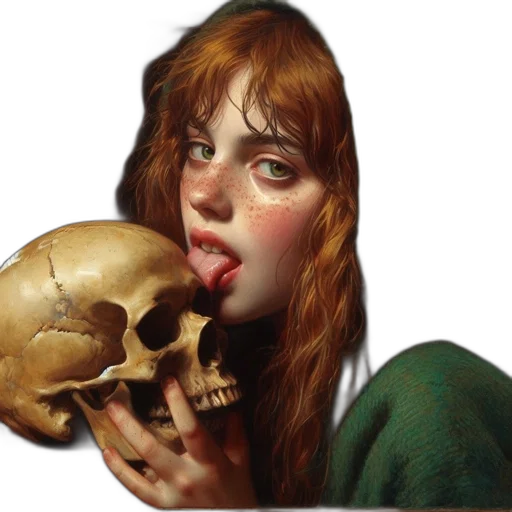 face, oil painting, photorealistic, fantasy art, concept art, fire, young, woman transparent PNG cut-out