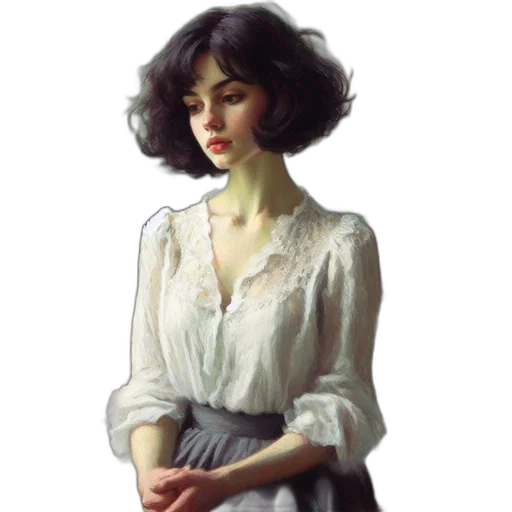 dress, face, staff, jewelry, oil painting, photorealistic, concept art, fantasy art transparent PNG cut-out