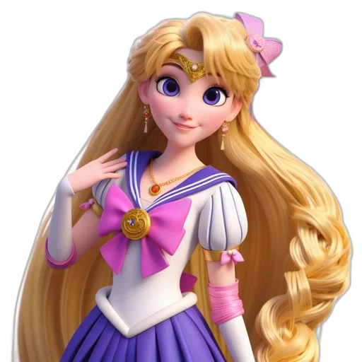 dress, crown, staff, hair, 3d render, photorealistic, cartoon, anime transparent PNG cut-out