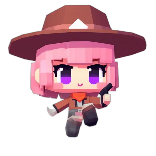hat, weapon, staff, creature, pixel art, 3d render, anime, concept art transparent PNG cut-out