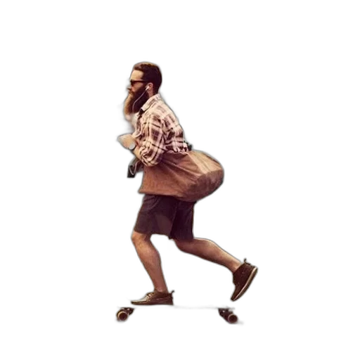 shoes, jacket, concept art, man, plaid, shirt, riding, skateboard transparent PNG cut-out