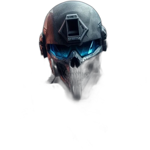 mask, robot, face, weapon, concept art, comic book art, 3d render, cyberpunk transparent PNG cut-out