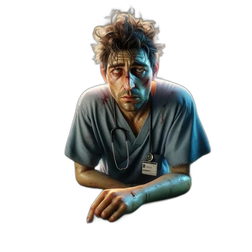 staff, face, mask, concept art, pixel art, photorealistic, comic book art, tired-looking transparent PNG cut-out