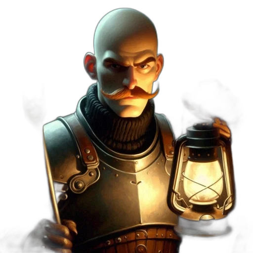 robot, staff, mask, face, concept art, fantasy art, photorealistic, comic book art transparent PNG cut-out