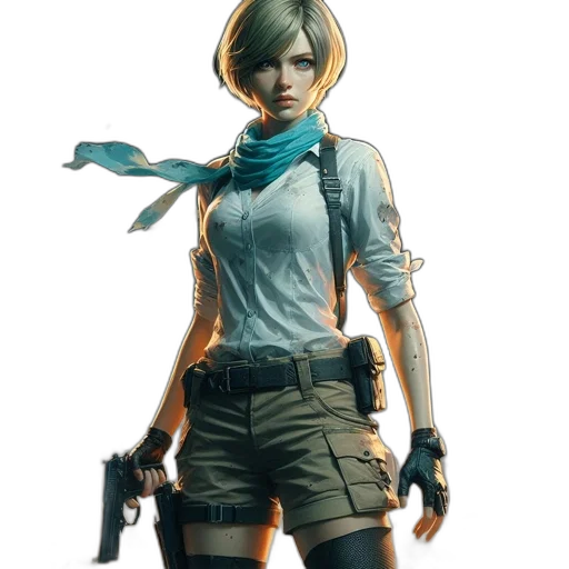 weapon, staff, jacket, concept art, cyberpunk, fantasy art, comic book art, green transparent PNG cut-out