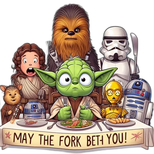 food, image, assortment, star, wars, characters, gather, comical transparent PNG cut-out