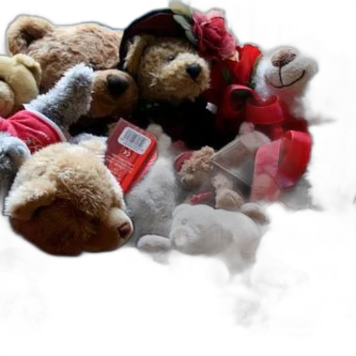 basket, filled, various, teddy, bears, stuffed, animals, adorned transparent PNG cut-out