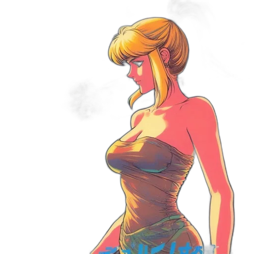 dress, comic book art, concept art, cartoon, fantasy art, neon lights, fire, neon transparent PNG cut-out