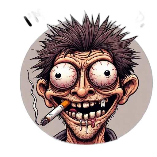 face, comic book art, concept art, cartoon, photorealistic, comical, drawing, features transparent PNG cut-out