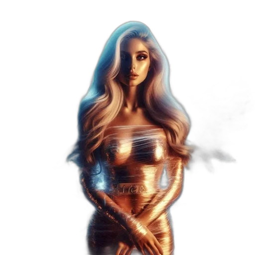 dress, hair, robot, jewelry, fantasy art, comic book art, concept art, pixel art transparent PNG cut-out