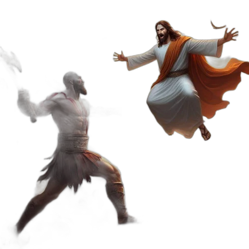 concept art, fantasy art, 3d render, comic book art, fog, fire, muscular, warrior transparent PNG cut-out