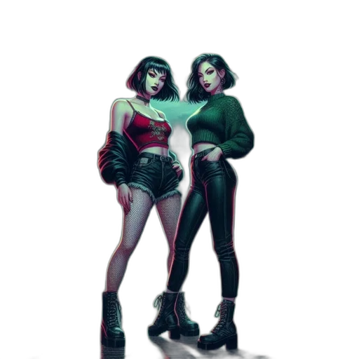 concept art, comic book art, pixel art, 3d render, neon lights, dark, red, neon transparent PNG cut-out