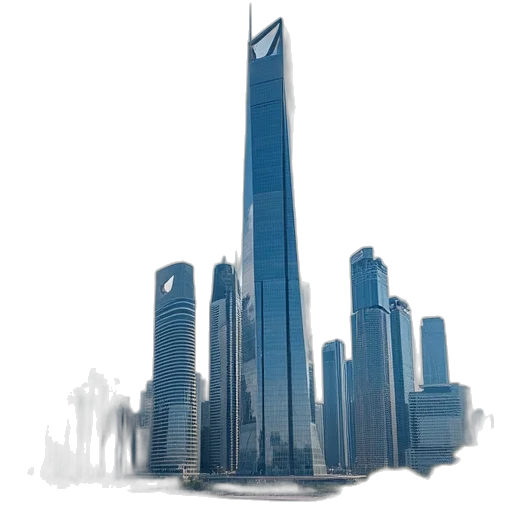 building, concept art, 3d render, cyberpunk, photorealistic, city street, fog, skyscraper transparent PNG cut-out