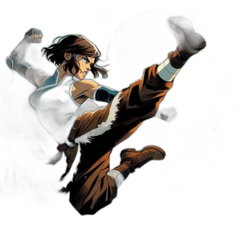 concept art, comic book art, fantasy art, anime, fire, earth tones, female, character transparent PNG cut-out