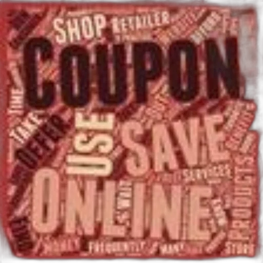 vibrant, red, graphic, word, coupon, large, bold, letters transparent PNG cut-out