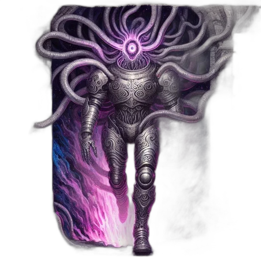 creature, mask, robot, staff, concept art, fantasy art, pixel art, watercolor transparent PNG cut-out