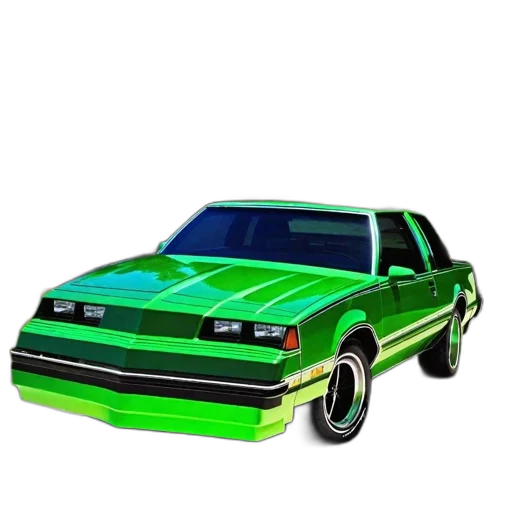 car, 3d render, photorealistic, pixel art, concept art, green, neon, classic transparent PNG cut-out