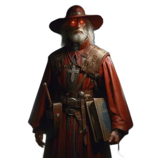 staff, hat, sword, jacket, concept art, fantasy art, 3d render, photorealistic transparent PNG cut-out