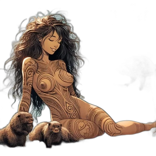 dress, concept art, fantasy art, comic book art, watercolor, earth tones, golden, woman transparent PNG cut-out