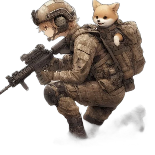 weapon, animal, concept art, fantasy art, 3d render, photorealistic, earth tones, soldier transparent PNG cut-out