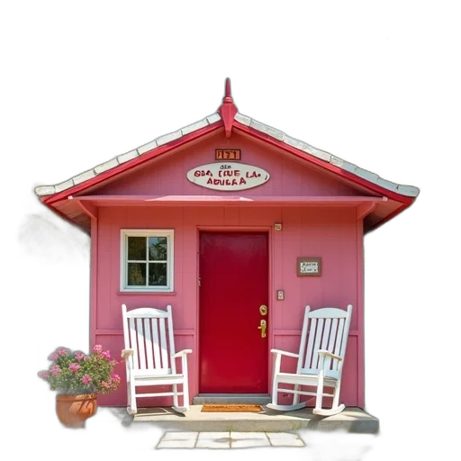 furniture, building, staff, 3d render, photorealistic, red, small, pink transparent PNG cut-out