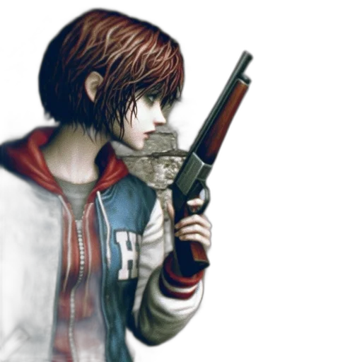 weapon, jacket, staff, face, concept art, pixel art, photorealistic, comic book art transparent PNG cut-out