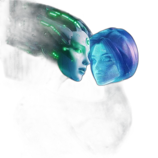 mask, robot, face, concept art, cyberpunk, fantasy art, vaporwave, outer space transparent PNG cut-out
