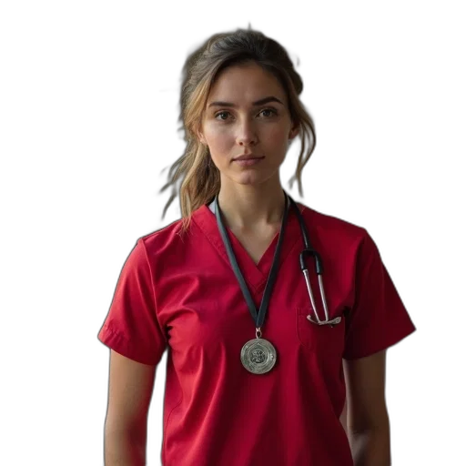 staff, jewelry, nurse, burlooting, red, scrubs transparent PNG cut-out
