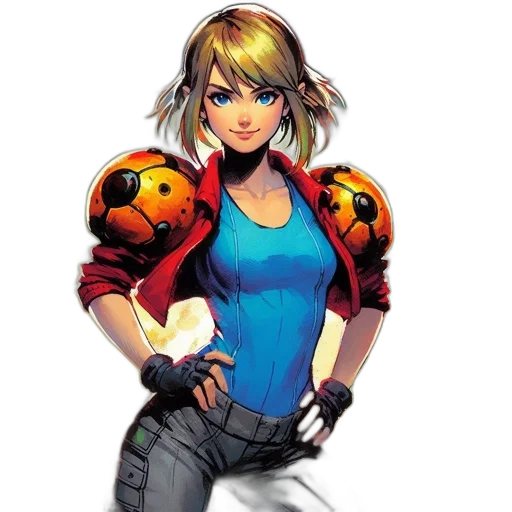 comic book art, concept art, pixel art, cartoon, animated, female, character, blonde transparent PNG cut-out