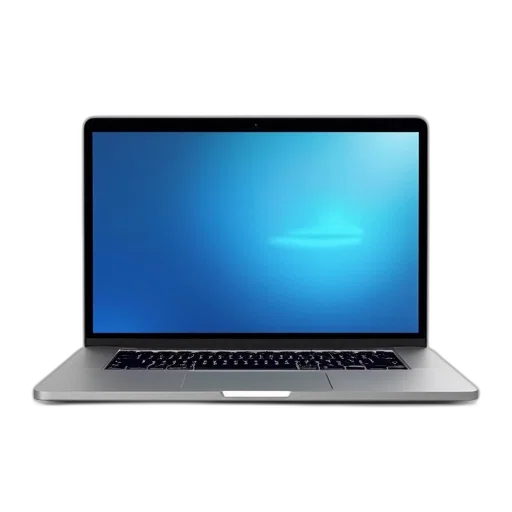 staff, weapon, 3d render, blue, sleek, silver, laptop, screen transparent PNG cut-out