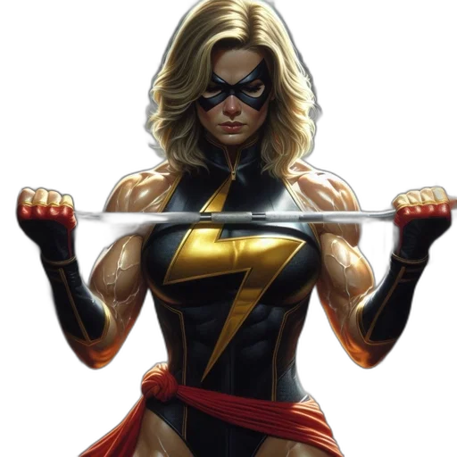comic book art, concept art, cartoon, muscular, woman, black, gold, costume transparent PNG cut-out