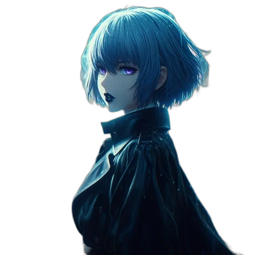 jacket, robot, mask, face, cyberpunk, anime, concept art, fantasy art transparent PNG cut-out
