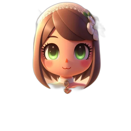 crown, face, dress, jewelry, anime, 3d render, pixel art, fantasy art transparent PNG cut-out