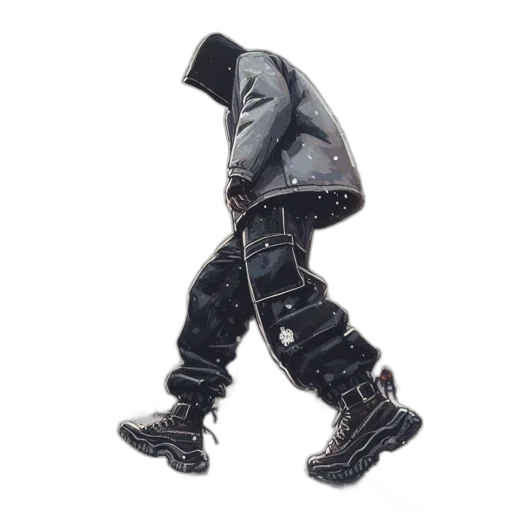 jacket, shoes, robot, 3d render, cyberpunk, concept art, photorealistic, new transparent PNG cut-out