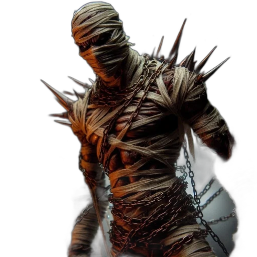 creature, staff, hair, animal, concept art, 3d render, fantasy art, mummy-like transparent PNG cut-out