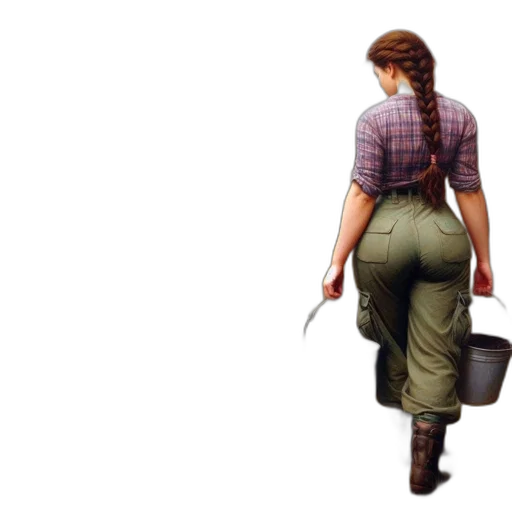 staff, hair, concept art, photorealistic, woman, stands, near, red transparent PNG cut-out