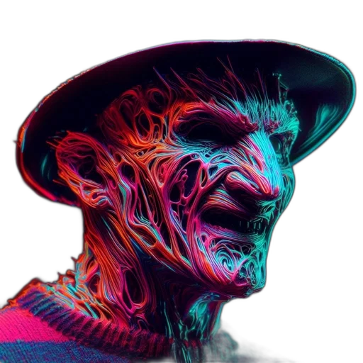 face, hat, mask, creature, cyberpunk, comic book art, concept art, 3d render transparent PNG cut-out