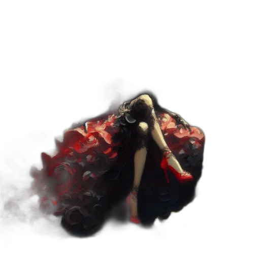 dress, hair, creature, mask, concept art, pixel art, fantasy art, photorealistic transparent PNG cut-out