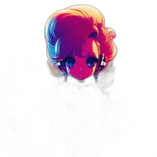 mask, face, hair, crown, anime, vaporwave, pixel art, concept art transparent PNG cut-out
