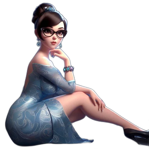 dress, concept art, 3d render, fantasy art, photorealistic, blue, animated, woman transparent PNG cut-out