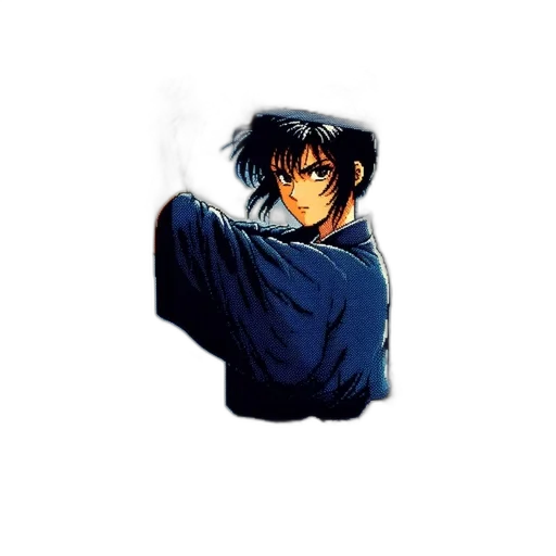 jacket, dragon, weapon, sword, anime, pixel art, concept art, watercolor transparent PNG cut-out