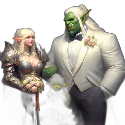 concept art, fantasy art, pixel art, comic book art, green, monochrome, three, characters transparent PNG cut-out