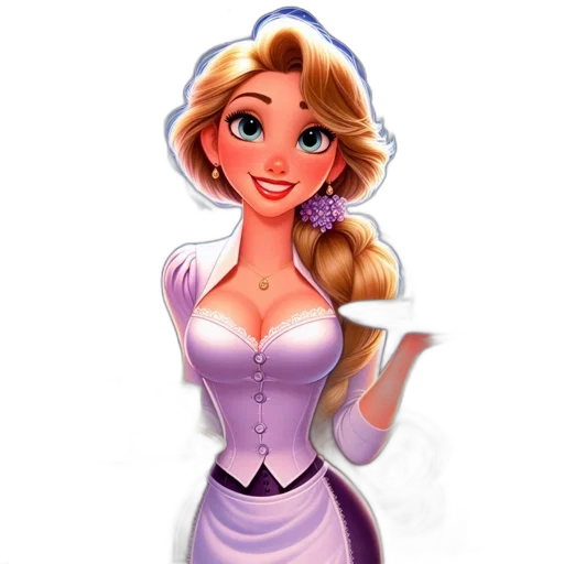 dress, staff, jewelry, crown, cartoon, fantasy art, 3d render, concept art transparent PNG cut-out