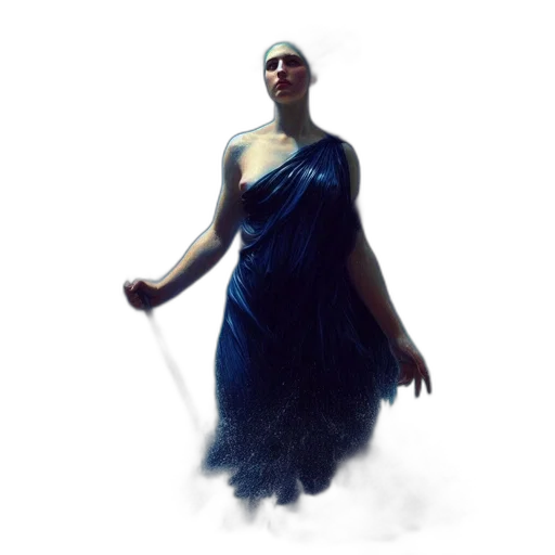dress, concept art, fantasy art, blue, woman, distinctive, hair, wields transparent PNG cut-out