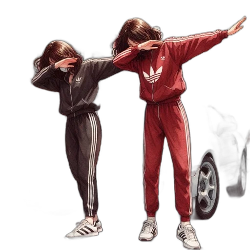 car, jacket, concept art, photorealistic, anime, 3d render, two, women transparent PNG cut-out