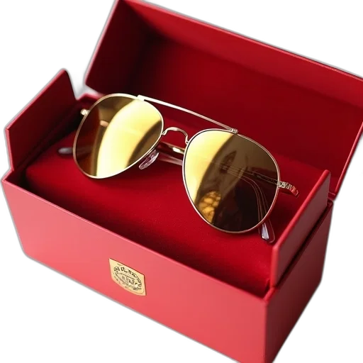 pair, gold-colored, sunglasses, reflective, lens, displayed, red, velvet transparent PNG cut-out