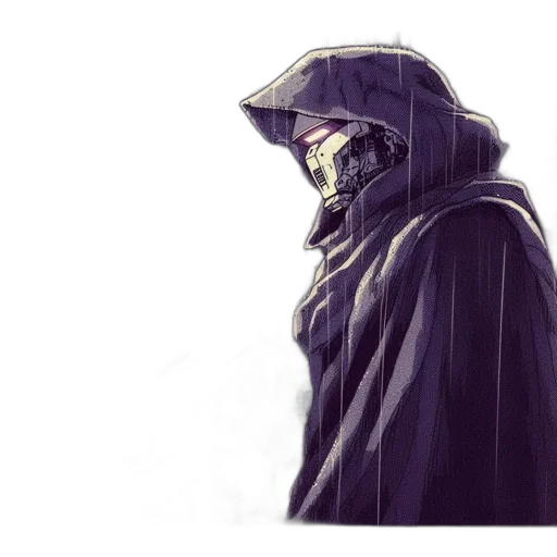 mask, jacket, face, robot, concept art, cyberpunk, comic book art, fantasy art transparent PNG cut-out