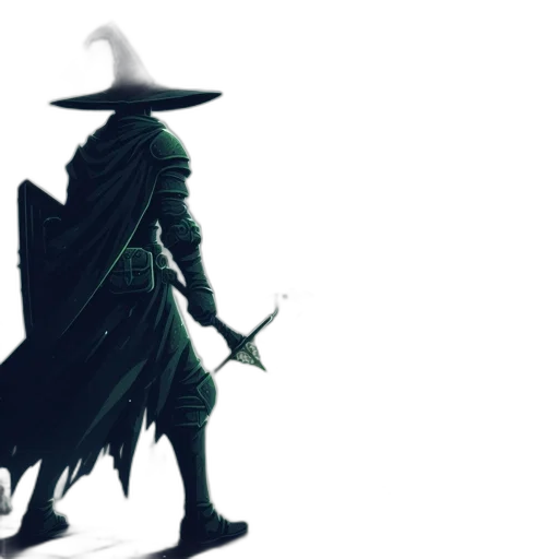staff, hat, sword, mask, concept art, fantasy art, comic book art, pixel art transparent PNG cut-out