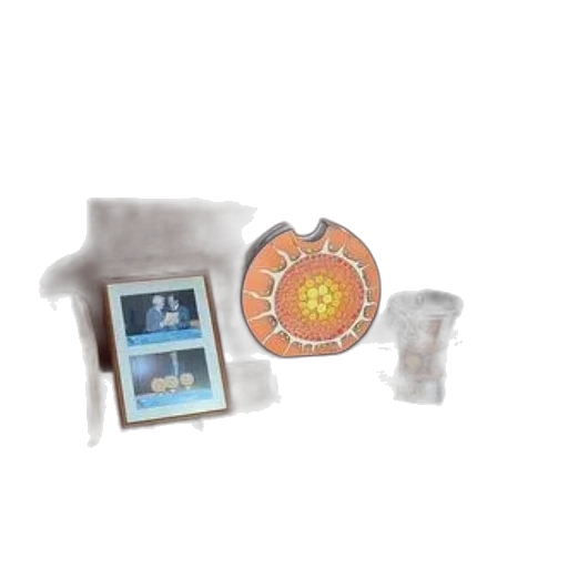 jewelry, food, furniture, 3d render, concept art, earth tones, display, colorful transparent PNG cut-out